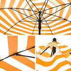 Strandparasol - Ø 160 cm - vikbar - randig orange / vit