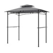 Grillpaviljong – med dubbelt tak och sidobord krokar Trädgårdspaviljong BBQ – 2 6 242 x 150 cm – Grå