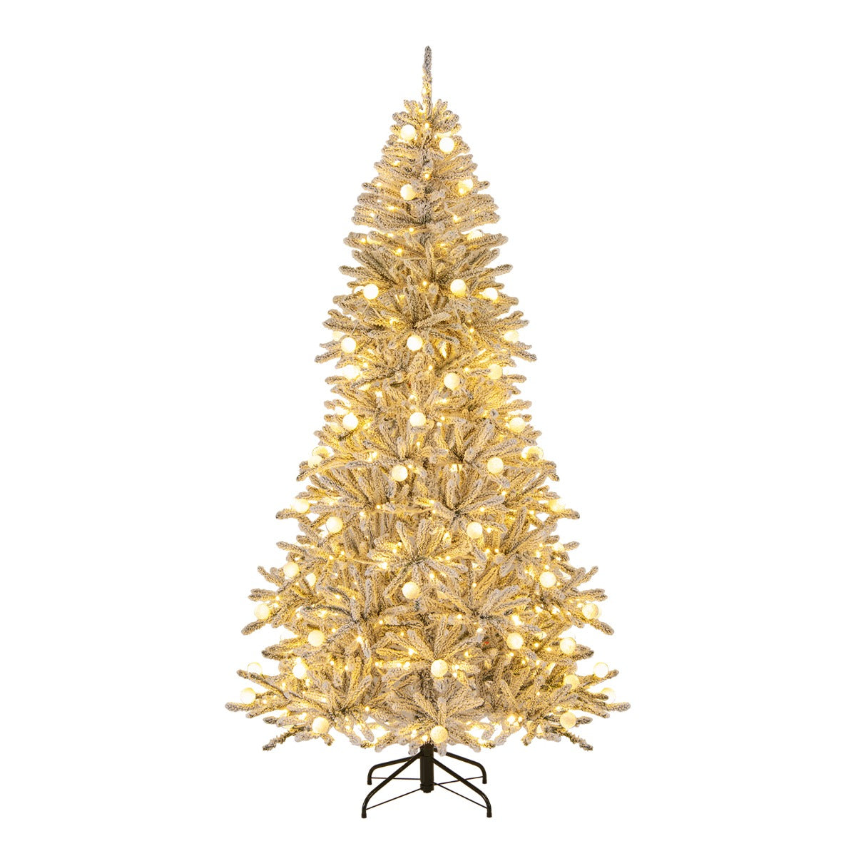 Snöklädd – konstgjord julgran med kulor, varmvita LED lampor och grenspetsar – 65 350 905 210 cm – Silver