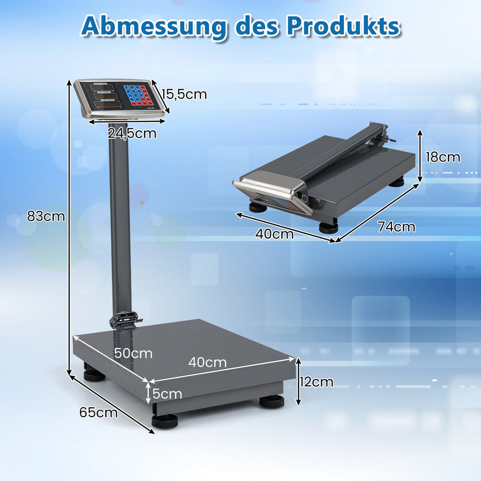 Digital – plattformvåg 50g paketvåg med prisräknare LB/kg multifunktionell butiksvåg – 300 kg / – Silver