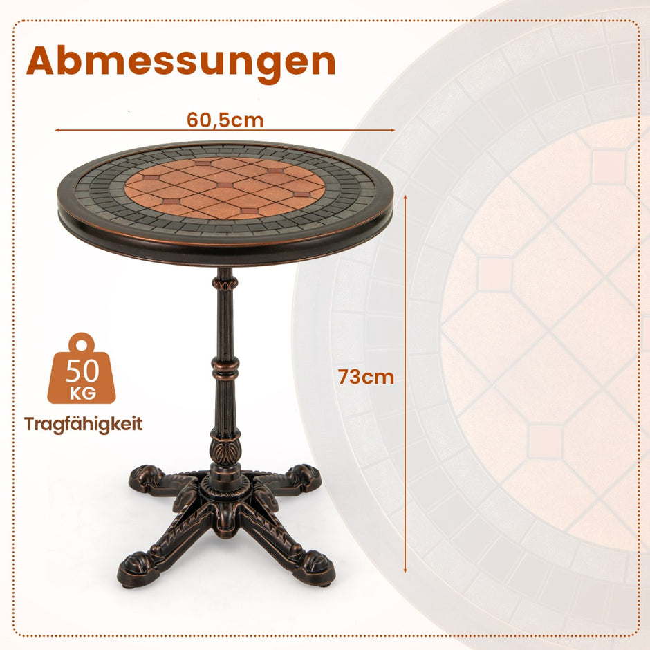 Trädgårdsbord – i aluminiumgjutning Väderbeständigt balkongbord Runt bistrobord Terrassbord – Brons