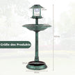 Fågelbad – med solarlampa och blomkruka fågelmatare fågelmatningsstation mat dispenser – Grön