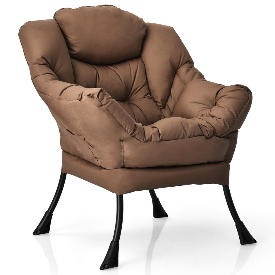 Polstret – fåtölj med armstöd och sidoficka Loungesoffa TV – Brun