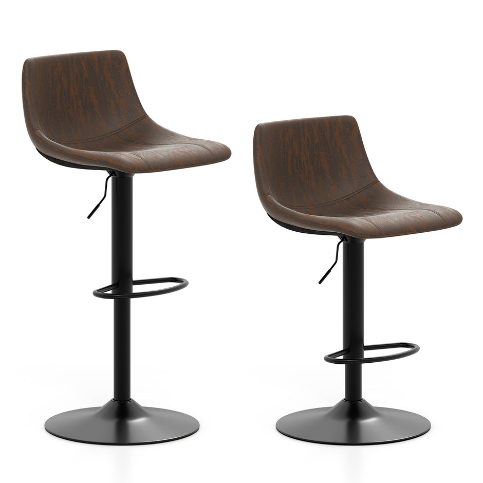 pack – Barstolar höj och sänkbara, snurrbara med ryggstöd fotstöd, rustik – 2 60-82 cm – Brun