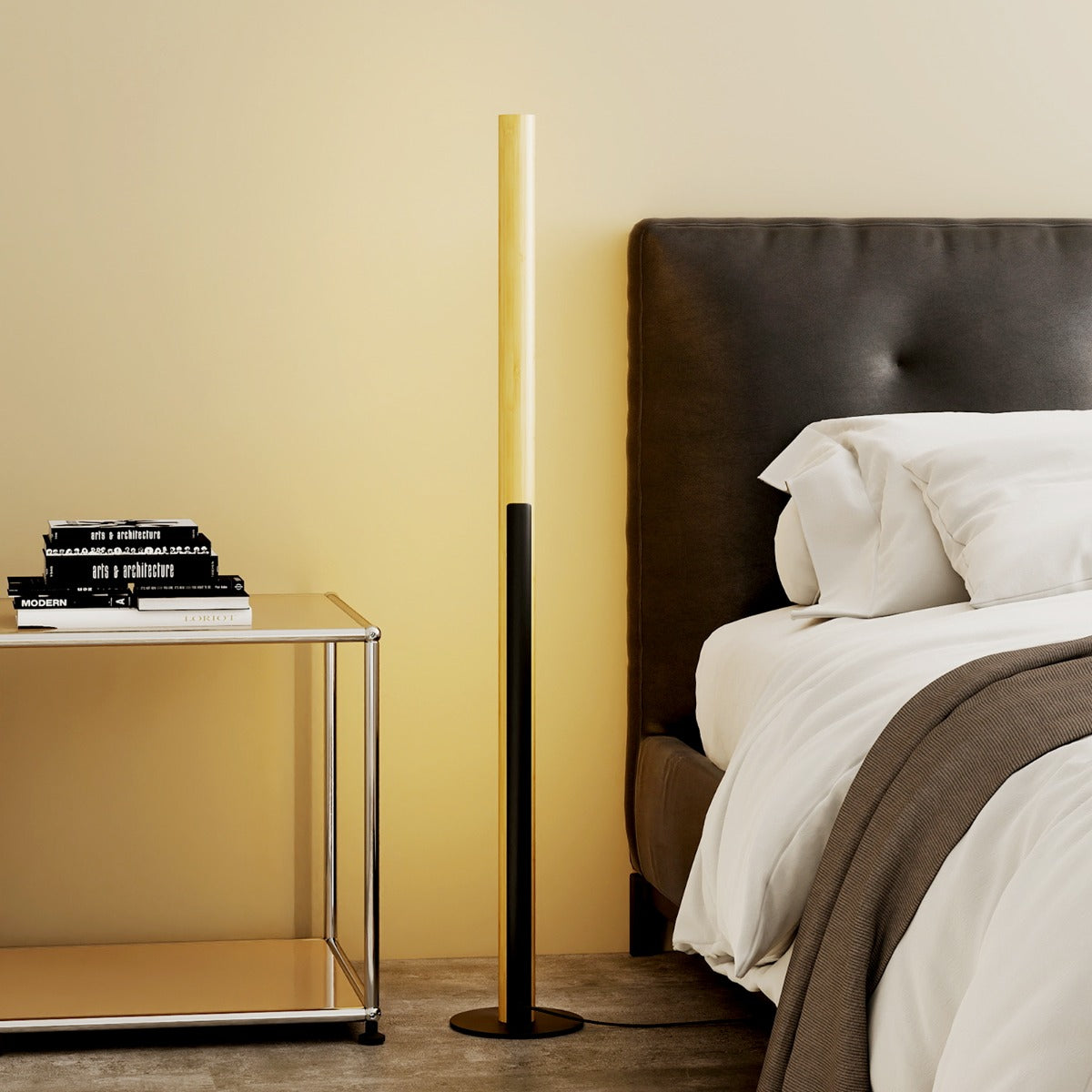 Bambu – Golvlampa dämpbar LED Hörnlampa med Fotsviktare 3000K upp till 6000K – 122 cm – Natur
