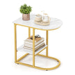 Sidobord – med marmorutseende vånings soffbord avlastningsyta C format kaffebord – 2 – Vit