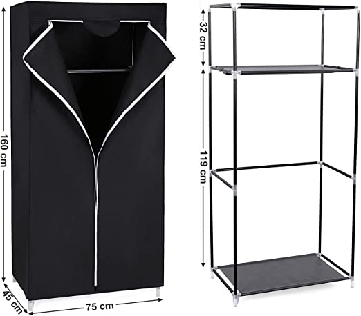Garderob - Mapp Garderobe - 160 x 75 x 45 cm - svart