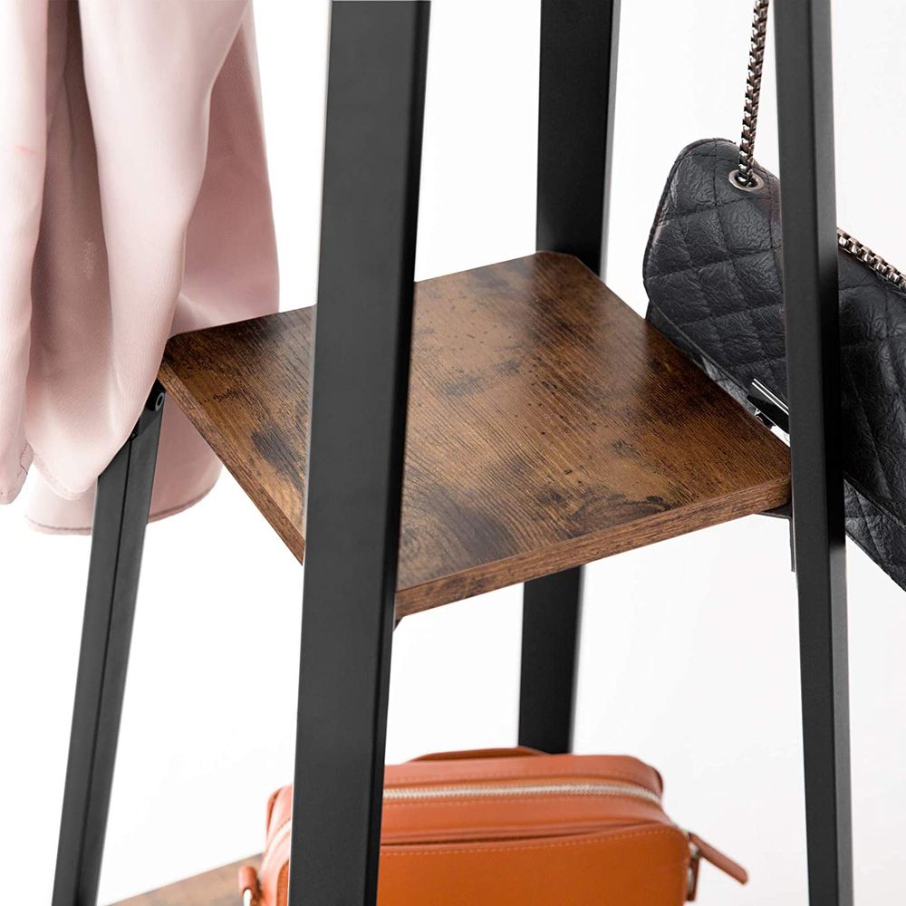 Klädhängare - Med 3 hyllor och 8 krokar - Industriell design - Gråsvart