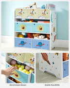 Nursery Rack - Toy Cabinet - med 7 förvaringslådor med tyger - White