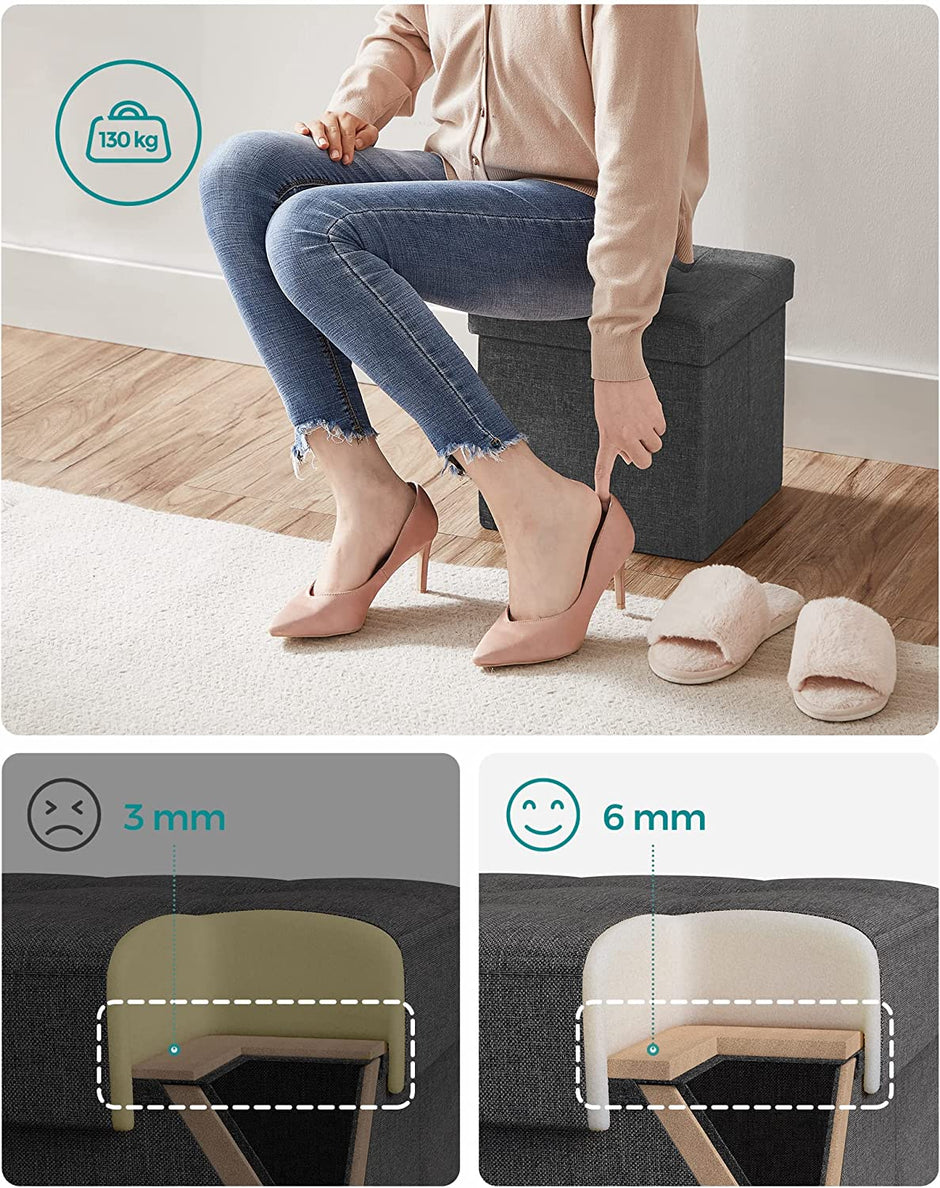 Sittpall med förvaringsutrymme - Platsbesparande - Mörkgrå