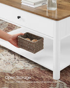 Soffbord - vardagsrumsbord - soffa bord - med 2 stora lådor - brun vit