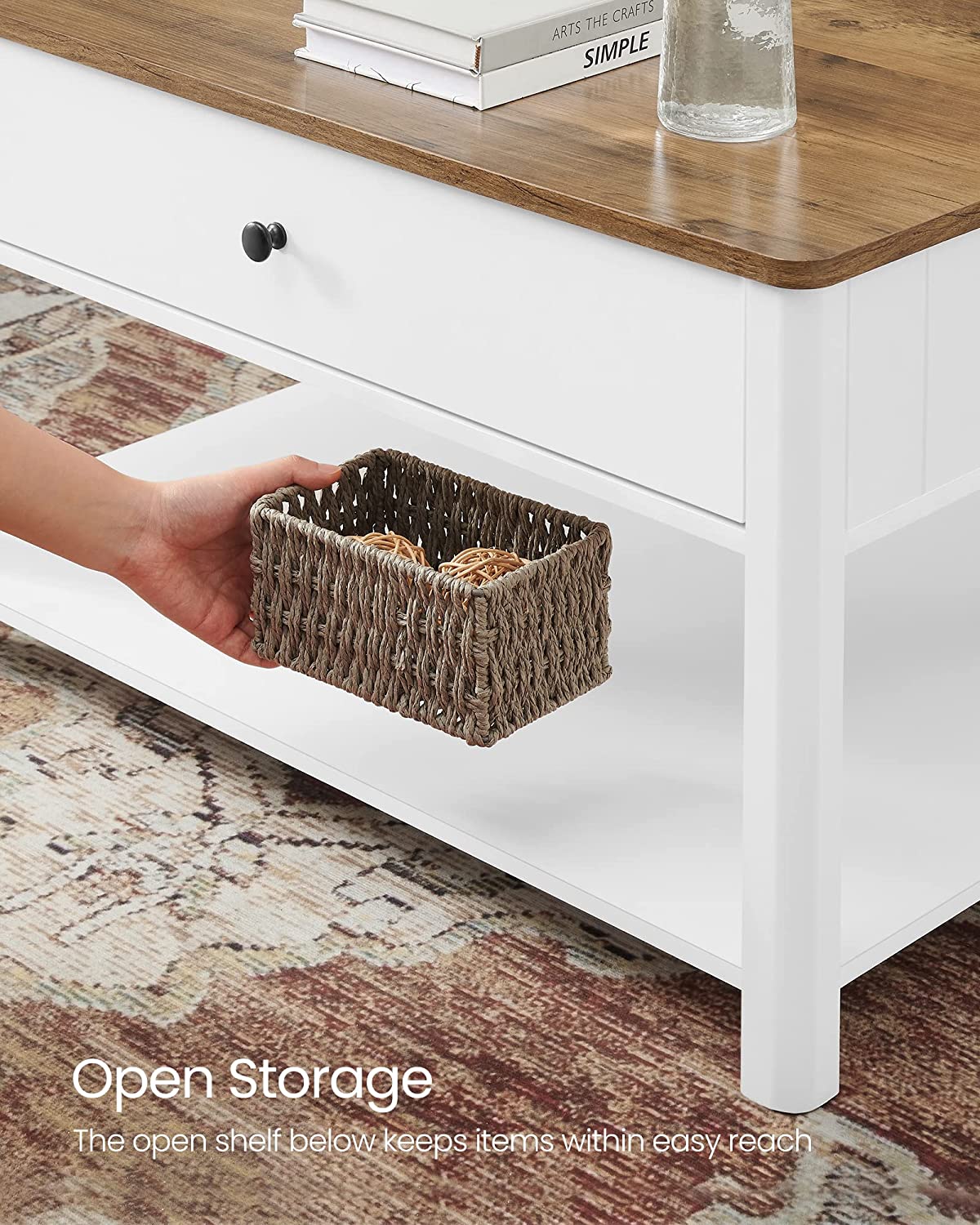 Soffbord - vardagsrumsbord - soffa bord - med 2 stora lådor - brun vit