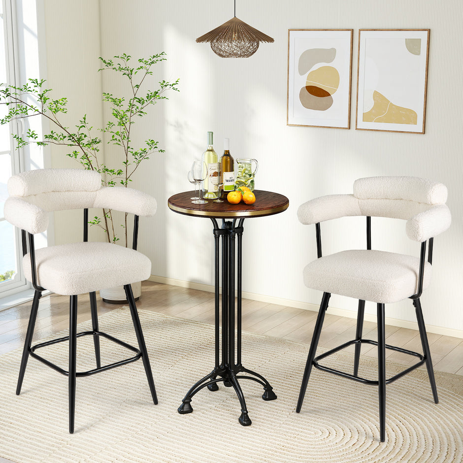 pack – Barstolar Polstrade 360° Svängbar Sittpall Bistrostol – 2 – Vit