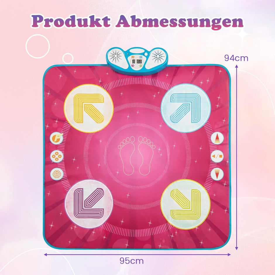 Barn – dansmatta med LED lampor och minnesspel musiklåtar musikmatta – 8 – Rosa