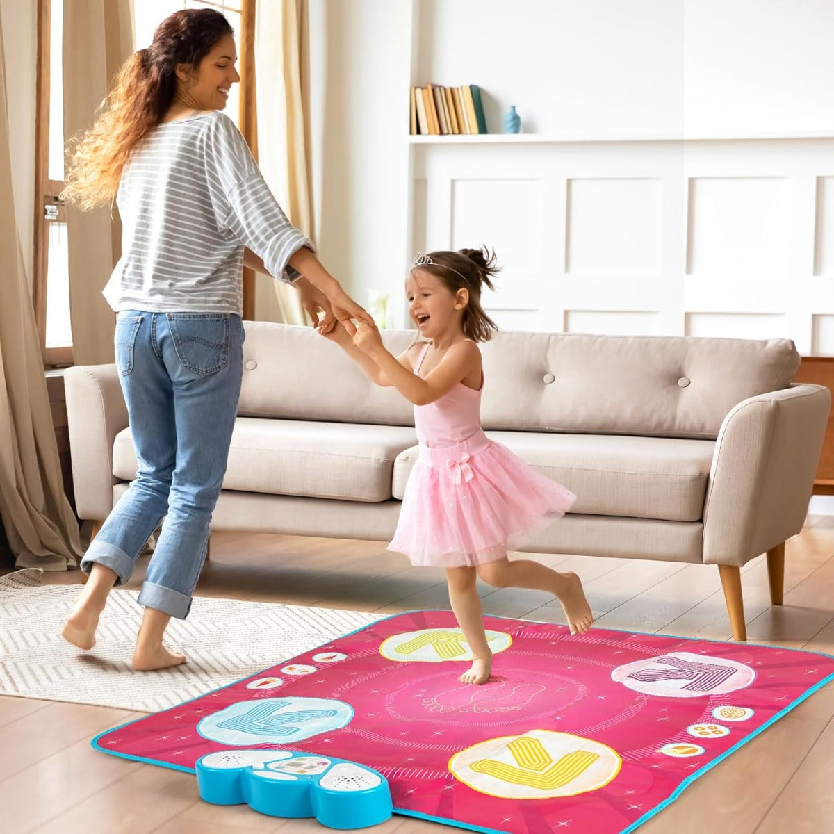 Barn – dansmatta med LED lampor och minnesspel musiklåtar musikmatta – 8 – Rosa
