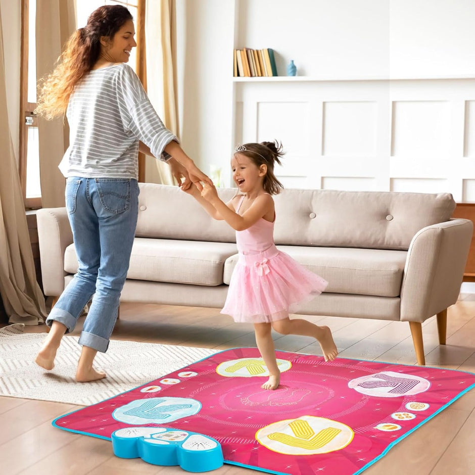 Barn – dansmatta med LED lampor och minnesspel musiklåtar musikmatta – 8 – Rosa