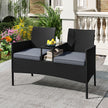 Trädgårdsbänk – med bord sits Polyrattan sittbänk sittgrupp trädgårdsmöbler terrassmöbler – 2 – Svart