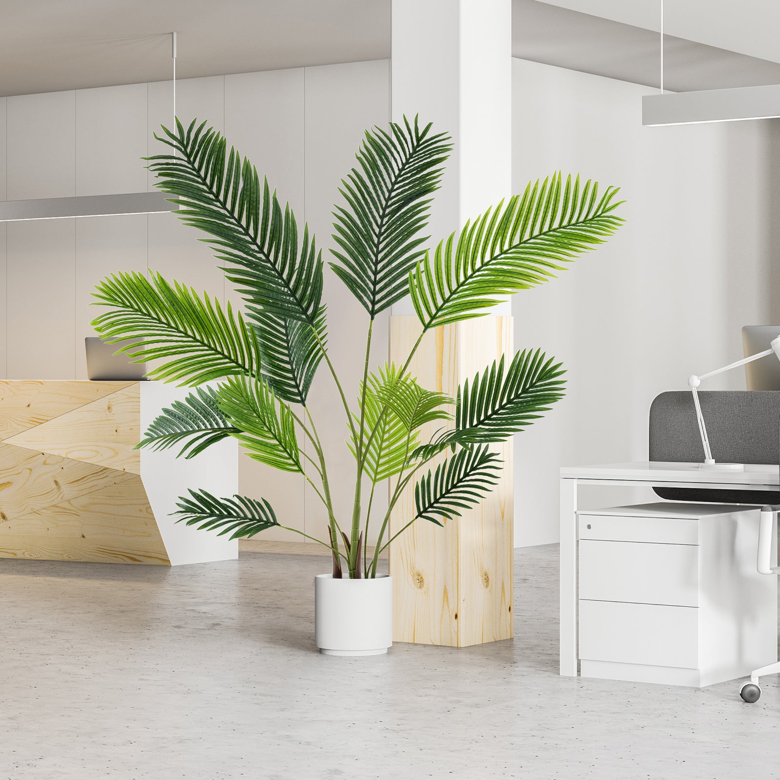 pack – Konstgjord Areca Palm Konstväxt i kruka med gröna blad – 2 140 cm – Grön