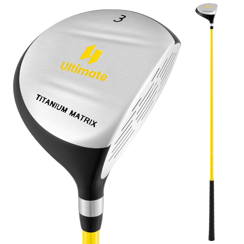 Golf – #3 Fairwayträ för barn med klubbaöverdrag tum grader fiberglass skaft – 34 15 – Gul