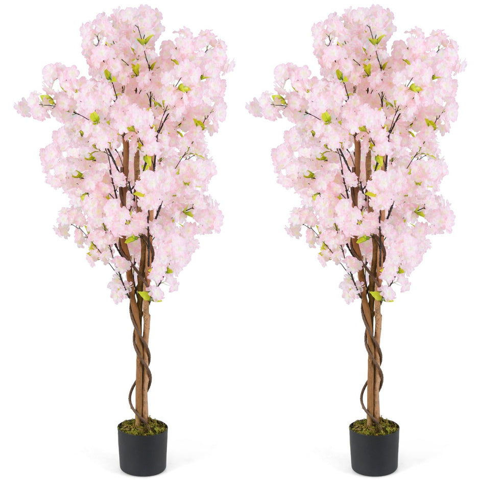 pack – konstträd med blommor konstväxt i kruka konstgjord körsbärsblomsträd – 2 150 cm – Rosa