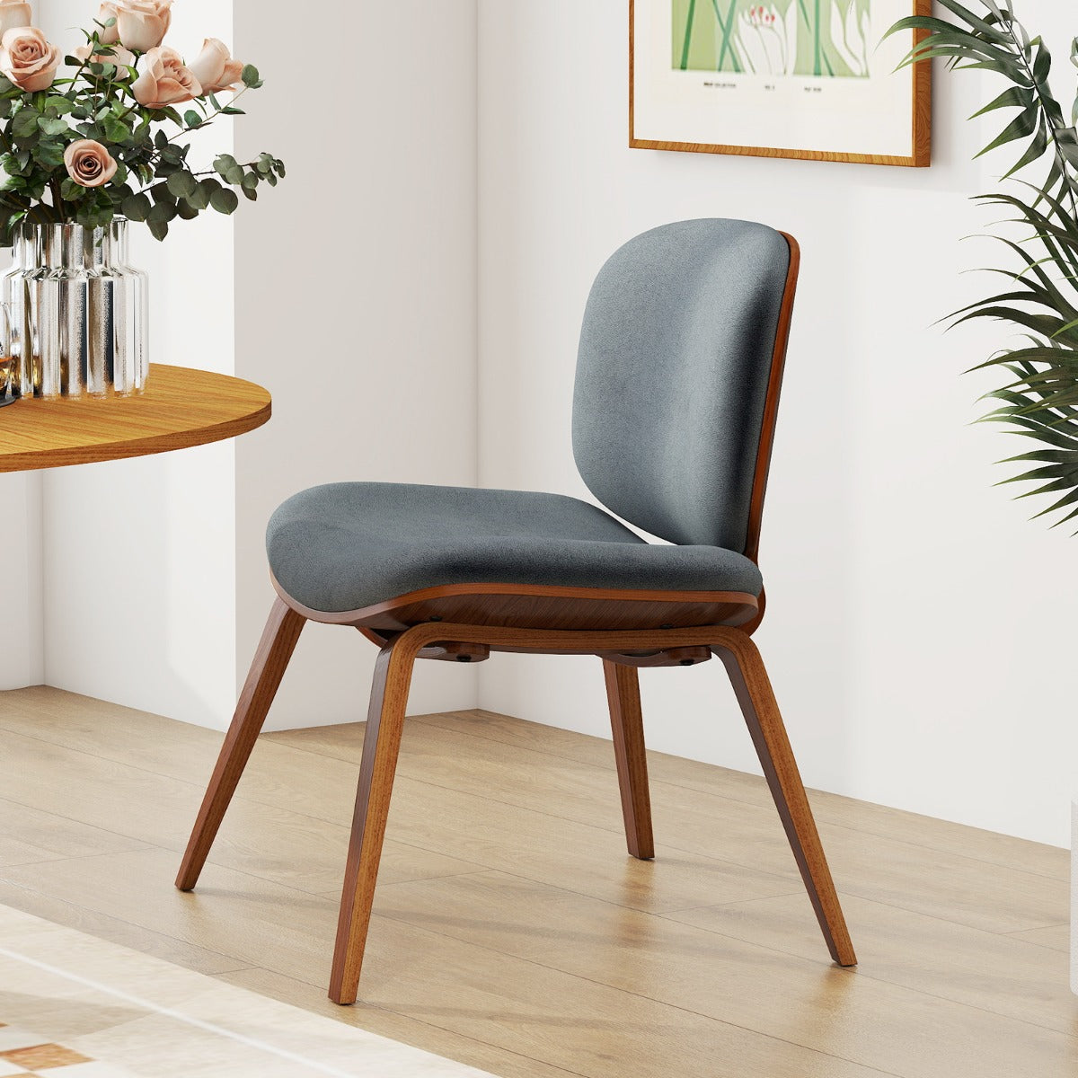 Modern – accentstol med ryggstöd och vadderad sits, platsbesparande loungestol, – . – Mörkgrå