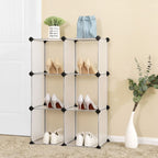 Shoe Rack - Cube skåp - förvaringsskåp med 6 fack - vita plastdörrar