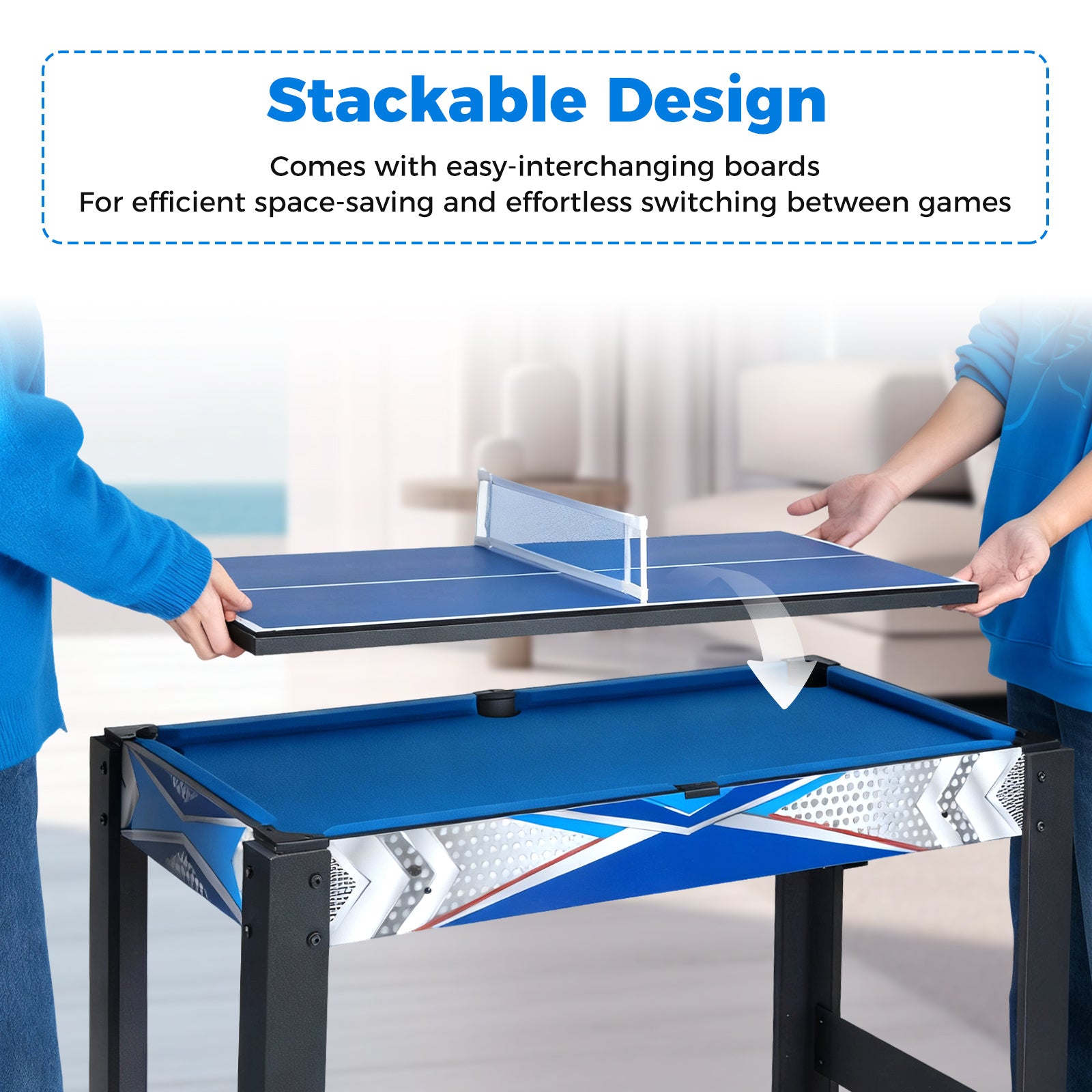 6‑i‑1 – spelbord för barn och vuxna, multifunktionsbord med basket, biljard airhockey