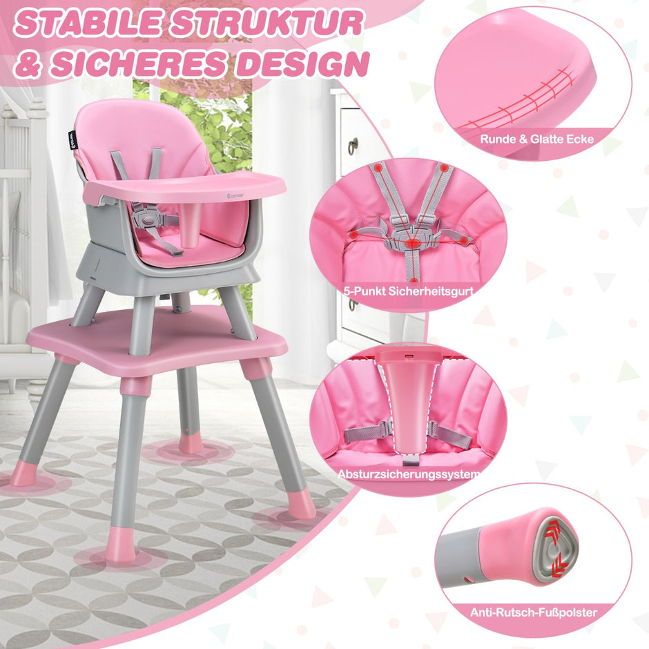 i – Barnstol och Matstol Lärbord Byggblocksbord – 6 1 58 x 58 x 98 cm – Rosa