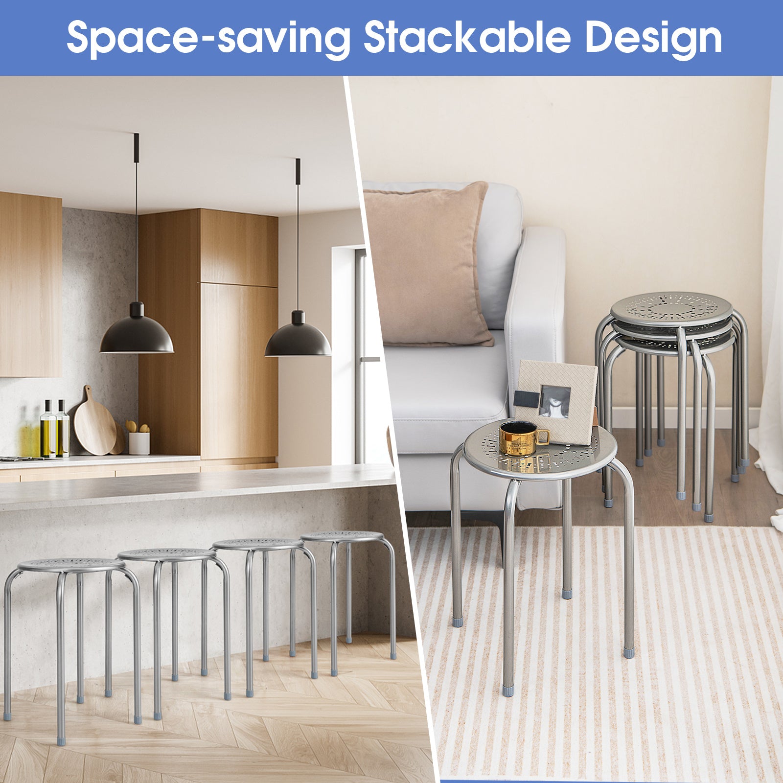 pack – stapelbar pall i metall, rund med robust – 6