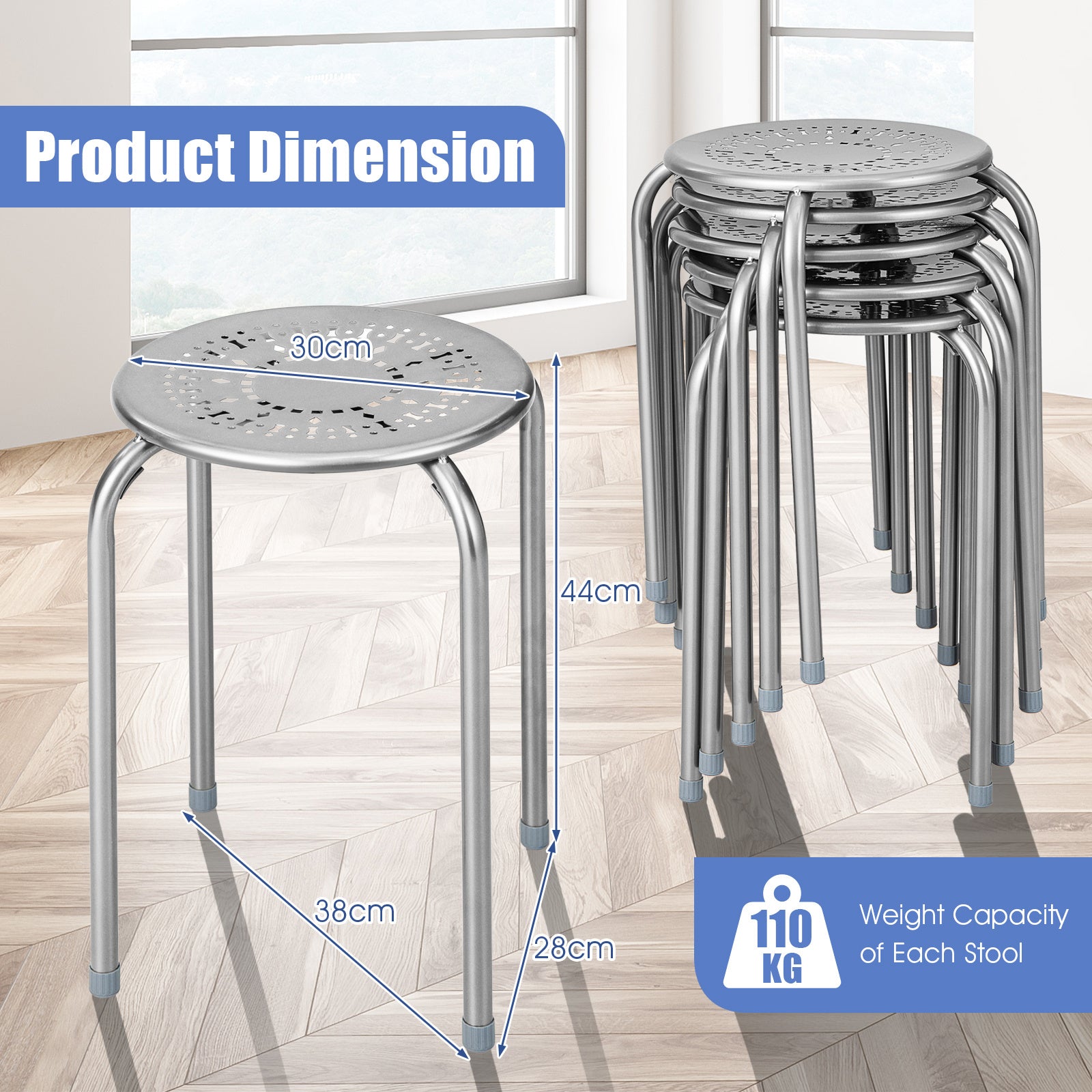pack – stapelbar pall i metall, rund med robust – 6
