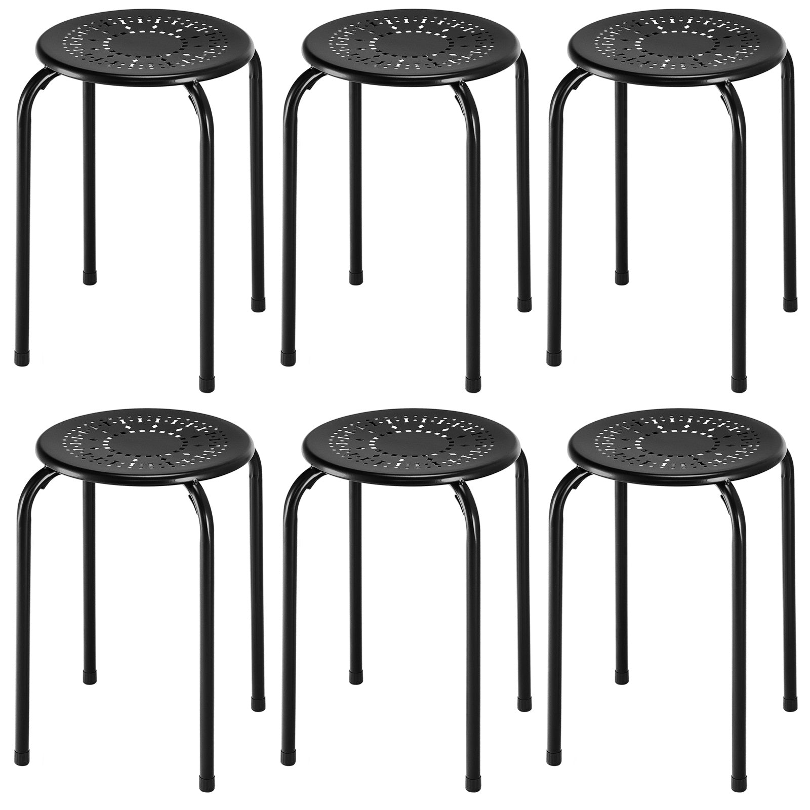 pack – stapelbara pallar, metallpall, rund matpall med robust metallram – 6