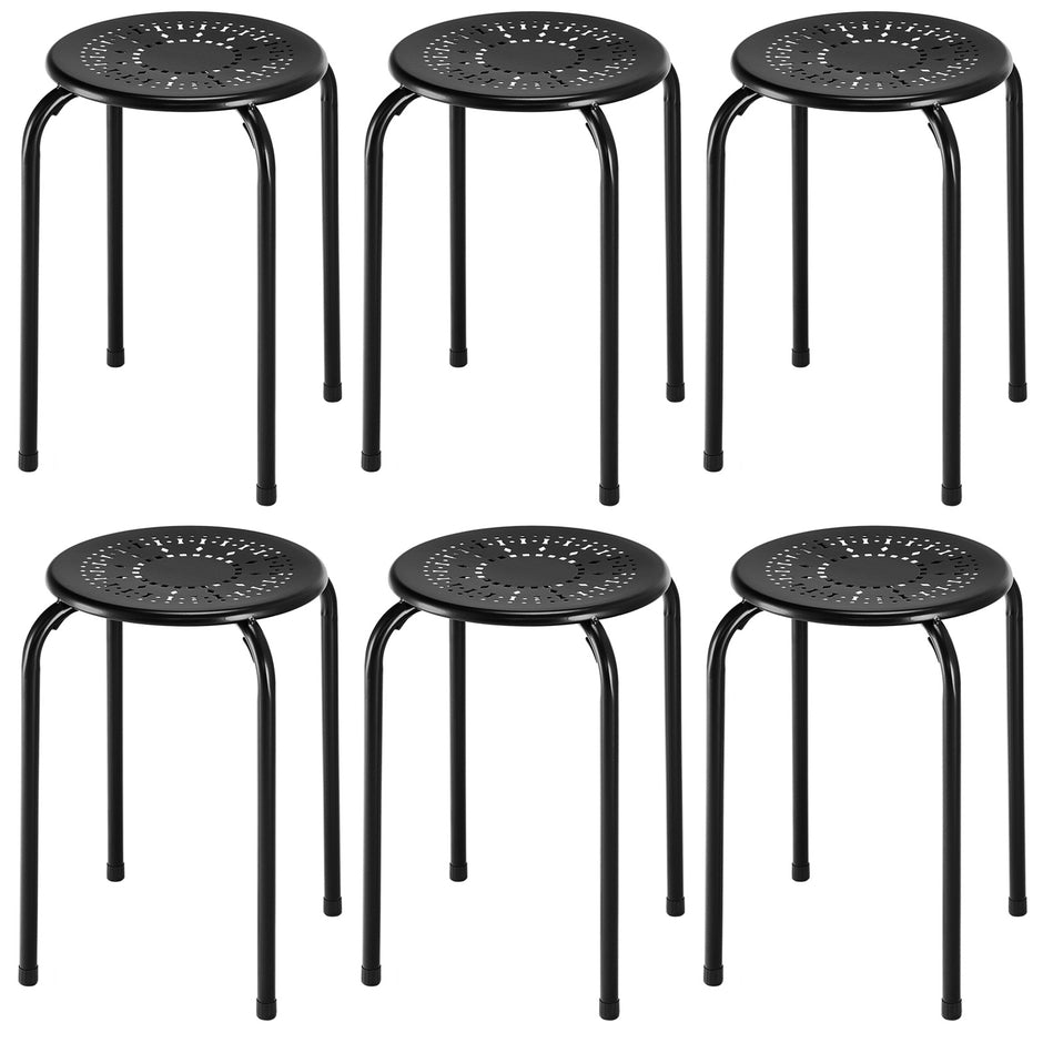 pack – stapelbara pallar, metallpall, rund matpall med robust metallram – 6
