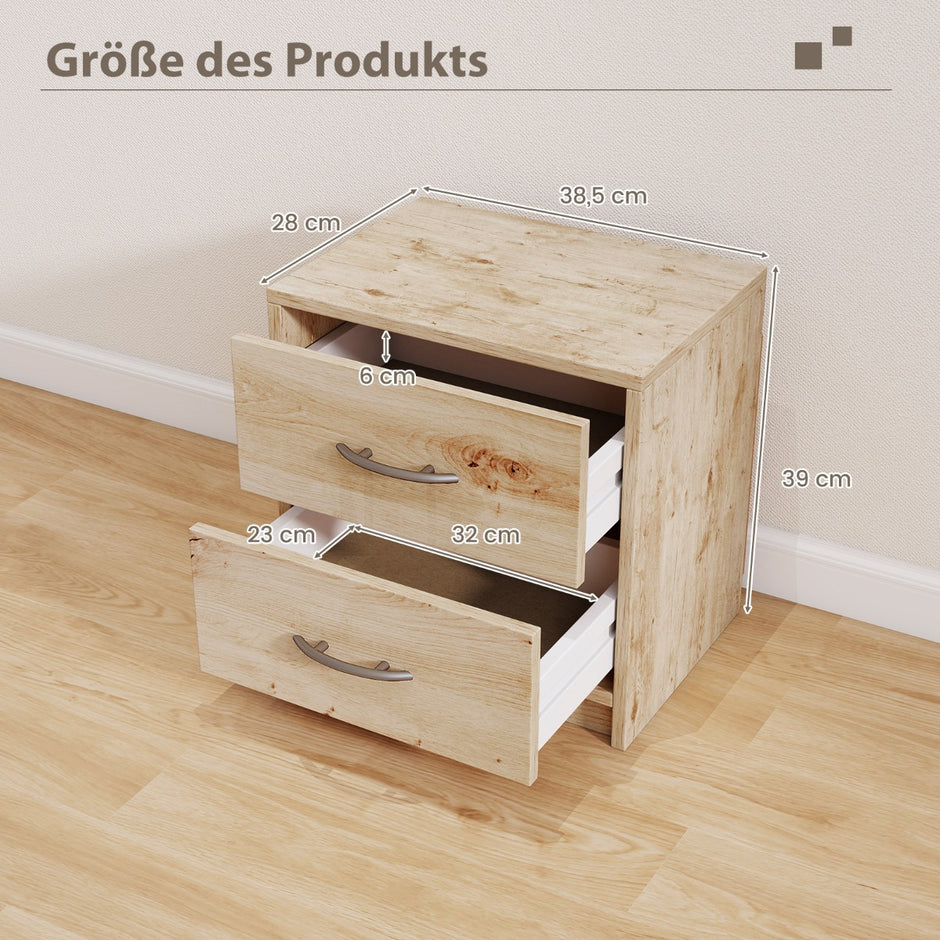 Nattduksbord – med lådor Litet sidobord Nattbord Soffbord Nattkommod – 2 – Natur