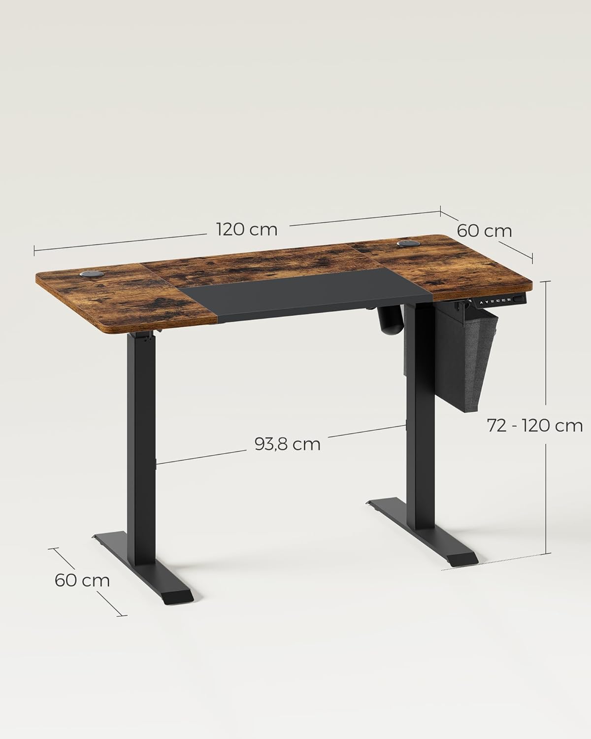 Skrivbord - Elektriskt skrivbord - med hjul och förvaringsväska