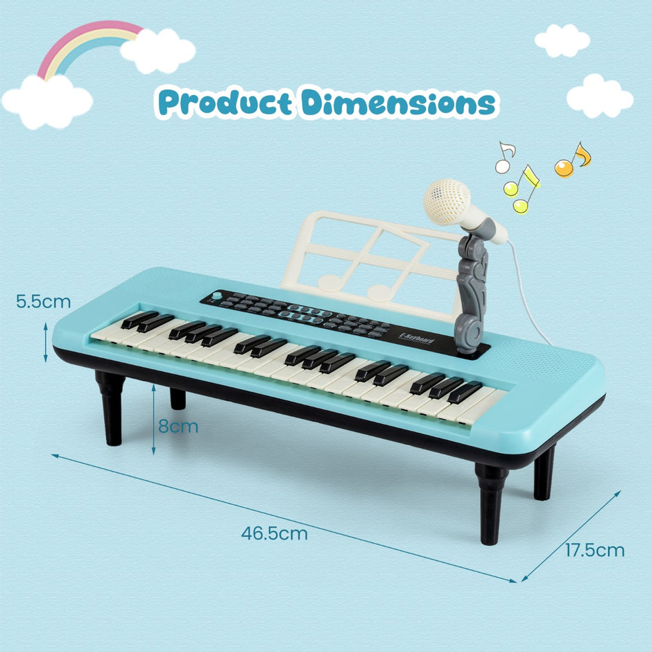 tangent – elektronisk piano med mikrofon och notställ avtagbar ben – 37 – Blå
