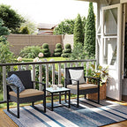 Garden Furniture Set - Lounge Set - Rattan Look - 2 stolar och glasbord - Svart
