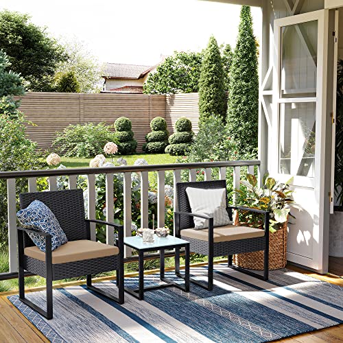 Garden Furniture Set - Lounge Set - Rattan Look - 2 stolar och glasbord - Svart