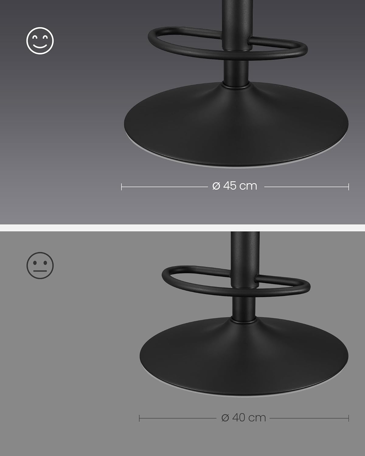 Barstol - uppsättning av 2 - med ryggstöd - bläck svart