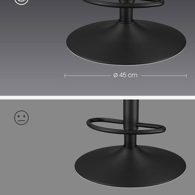 Barstolar Set om 2 – justerbar och vridbar – med ryggstöd och vadderad sits