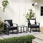 Balkongmöbler - Lounge Set - 2 stolar och bord - svart