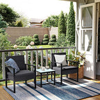 Balkongmöbler - Lounge Set - 2 stolar och bord - svart