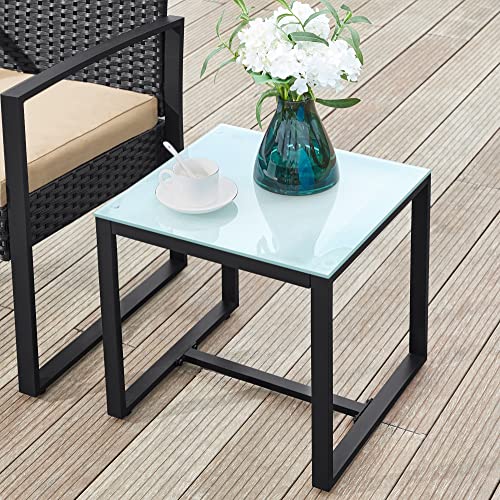 Garden Furniture Set - Lounge Set - Rattan Look - 2 stolar och glasbord - Svart