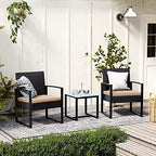 Garden Furniture Set - Lounge Set - Rattan Look - 2 stolar och glasbord - Svart