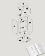 Smalt sängbord med 2 lådor i ebenholts svart