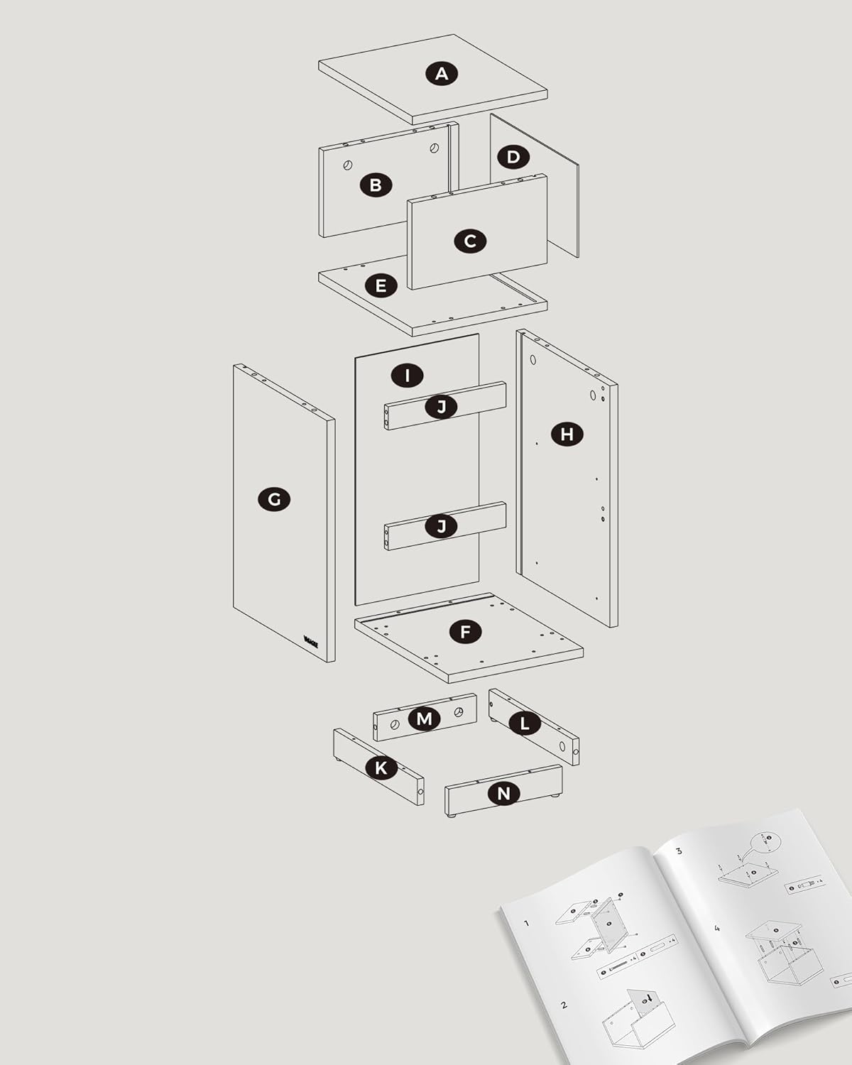 Smalt sängbord med 2 lådor i ebenholts svart