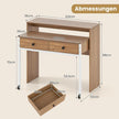 Utdragbart – skrivbord, mindre datortabell med lådor och hjul – 2 100 x 63 x 88 cm – Natur