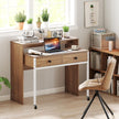 Utdragbart – skrivbord, mindre datortabell med lådor och hjul – 2 100 x 63 x 88 cm – Natur