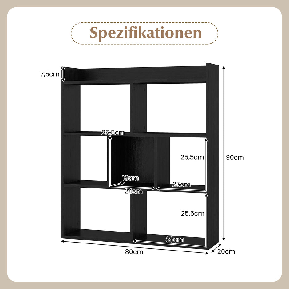 Bokhylla – med kuber Ståhylla Kubhylla Förvaringshylla – 7 80 x 20 x 90 cm – Svart