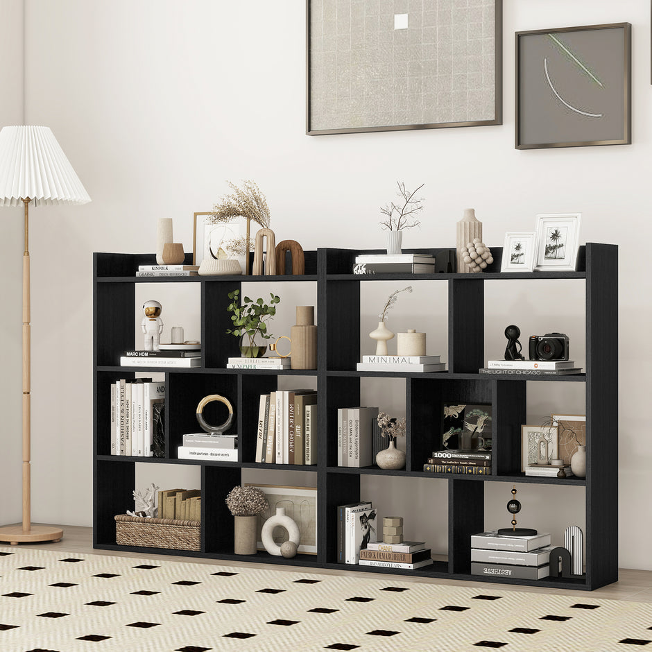 Bokhylla – med kuber Ståhylla Kubhylla Förvaringshylla – 7 80 x 20 x 90 cm – Svart