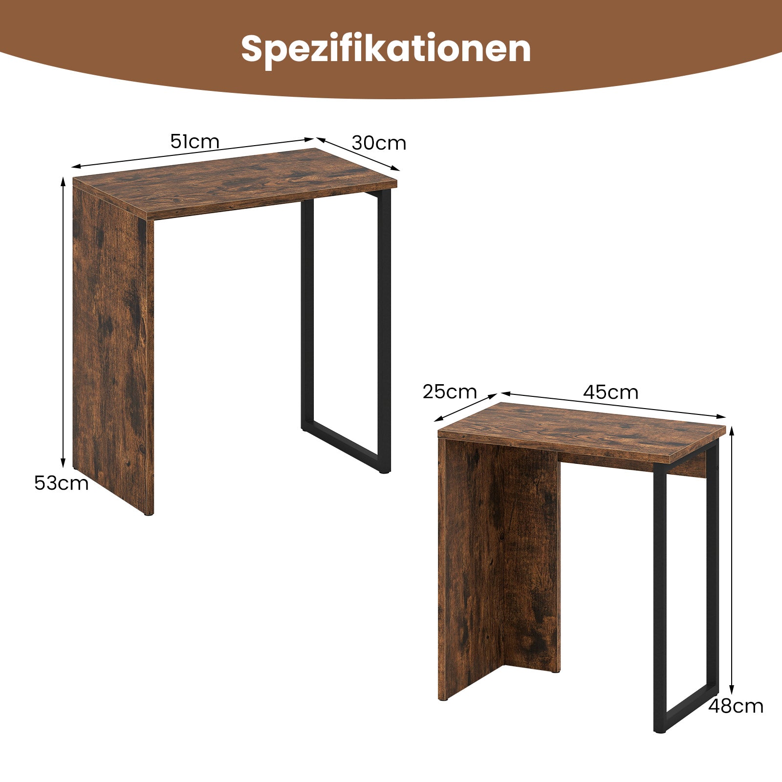 pack – soffbord sidobord i konstträ vardagsrumsbord nattduksbord rustik brunt – 2 – Brun